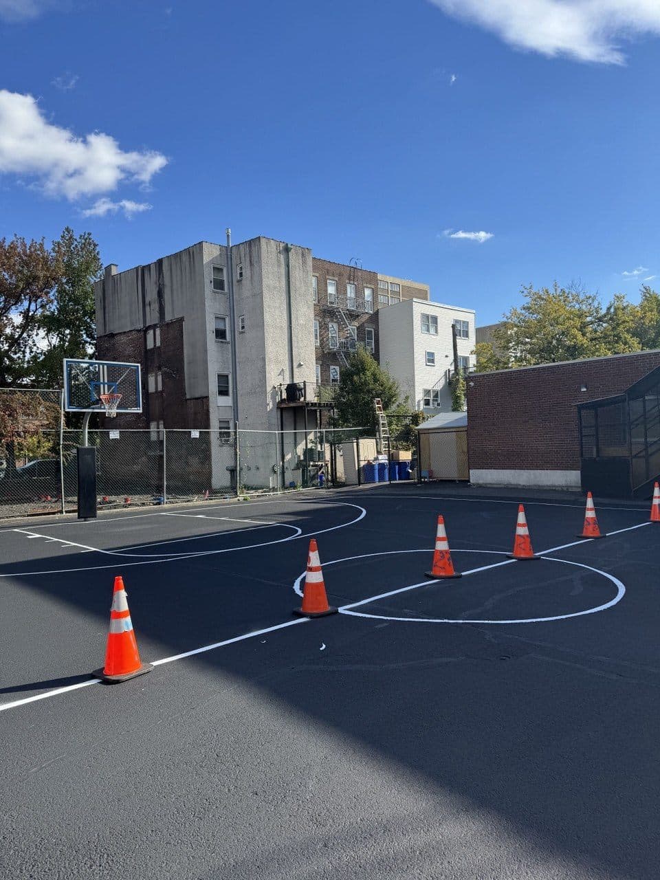 Completed Hoboken Boys & Girls Club basketball court resurfaced and striped by Sterling Pavement