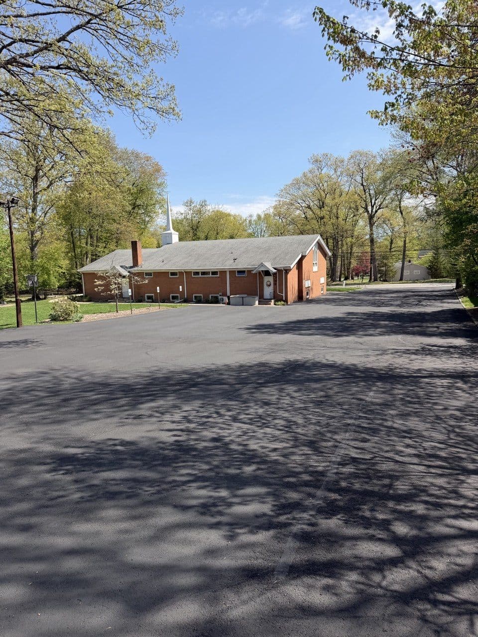 Freshly sealcoated commercial parking lot in North Jersey
