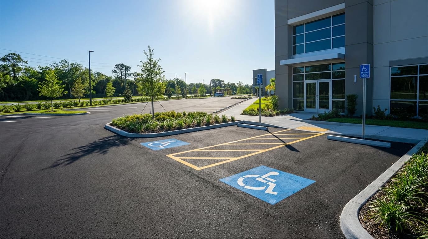 ADA-compliant accessible parking space with proper signage and striping in a New Jersey parking lot